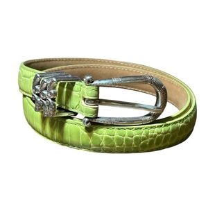 Brighton Lime Green Croc-Embossed Belt with Silver Buckle